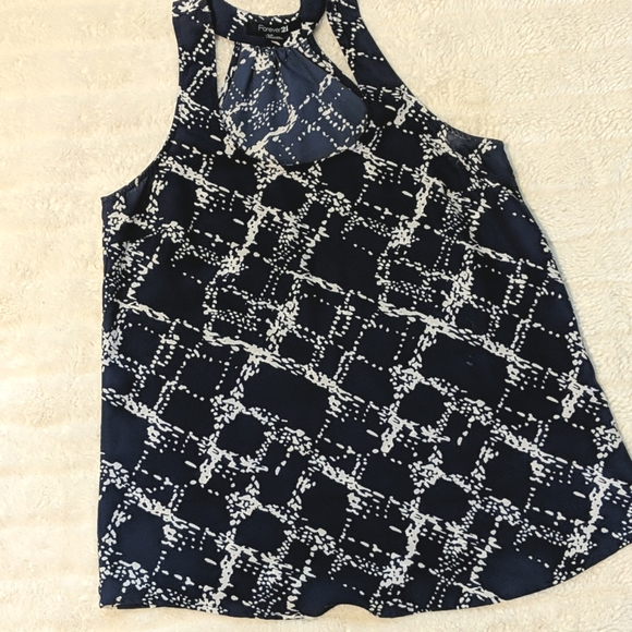 Navy and White Patterned Tank - Picture 1 of 2